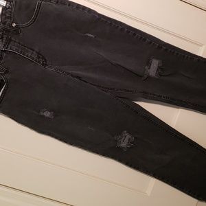 Wild Fable Women's Black Distressed High Rise Mom Cotton/Spandex Jeans, Size 8